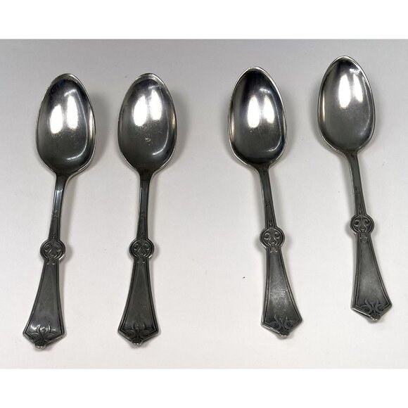 Lot 4 Antique 1891 WM ROGERS & SON Persian 6" Silverplate TEASPOONS *Flaws* - Picture 1 of 4